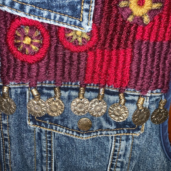 DKNY jean vest with gold coin links - Picture 3 of 4